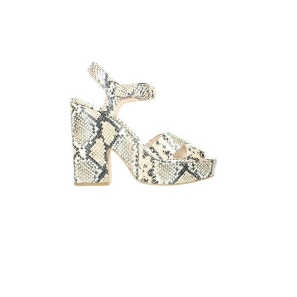 Kate Spade leather vellum snake print chunky heeled sandals 10 - Picture 11 of 12